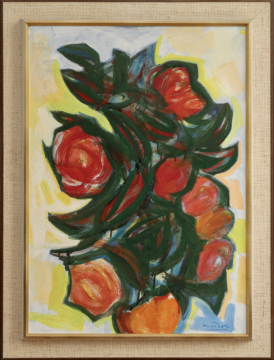 Mid Century Vintage Floral Oil Painting from Sweden