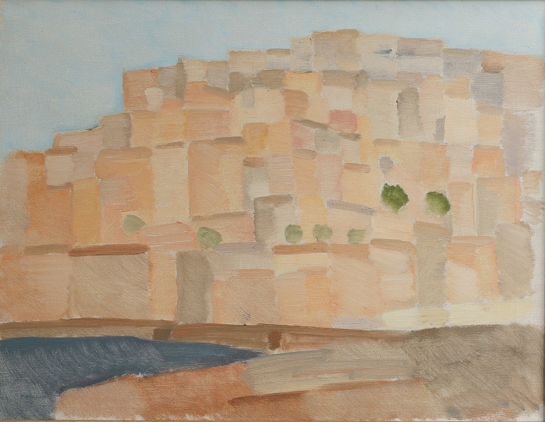 Vintage Art Room Original Coastal Oil Painting from Sweden