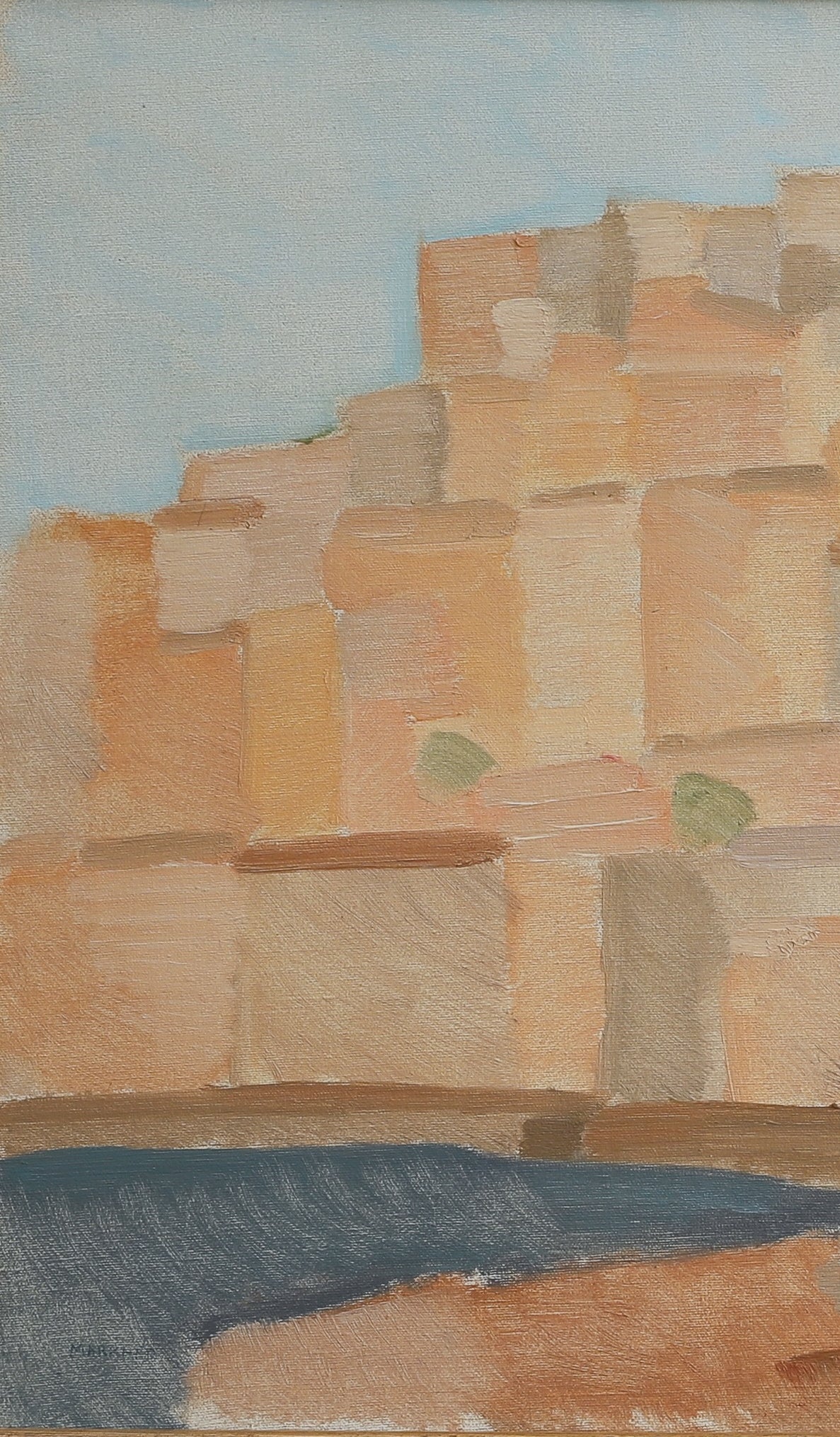 Vintage Art Room Original Coastal Oil Painting from Sweden