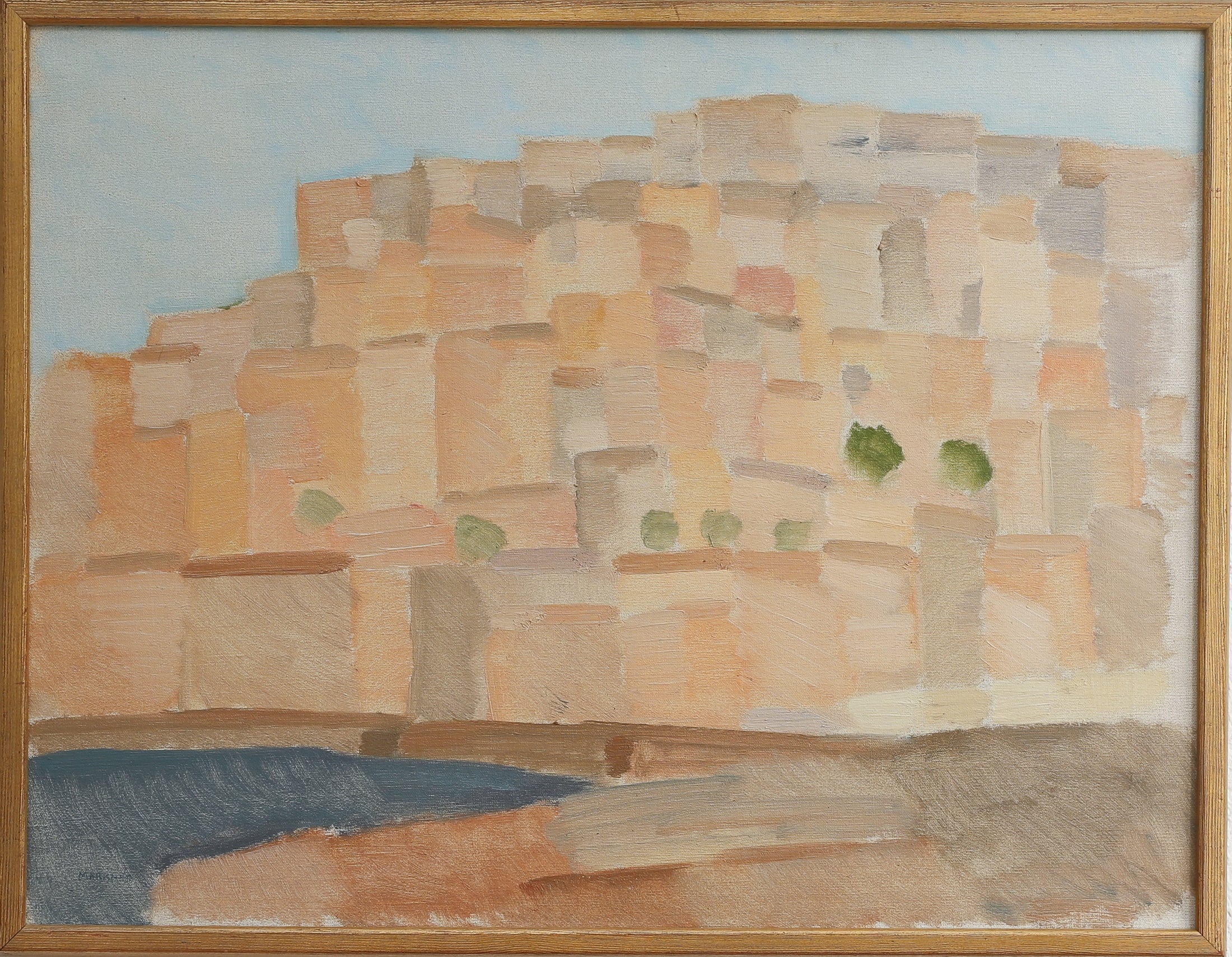 Vintage Art Room Original Coastal Oil Painting from Sweden