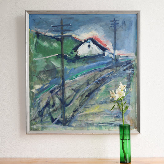 Vintage Original Mid Century Landscape Oil Painting from Sweden
