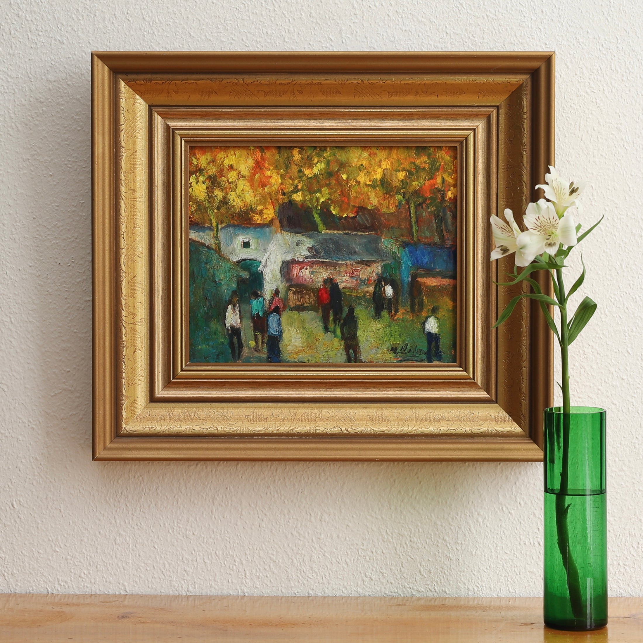 Mid Century Original Framed Oil Painting from Sweden
