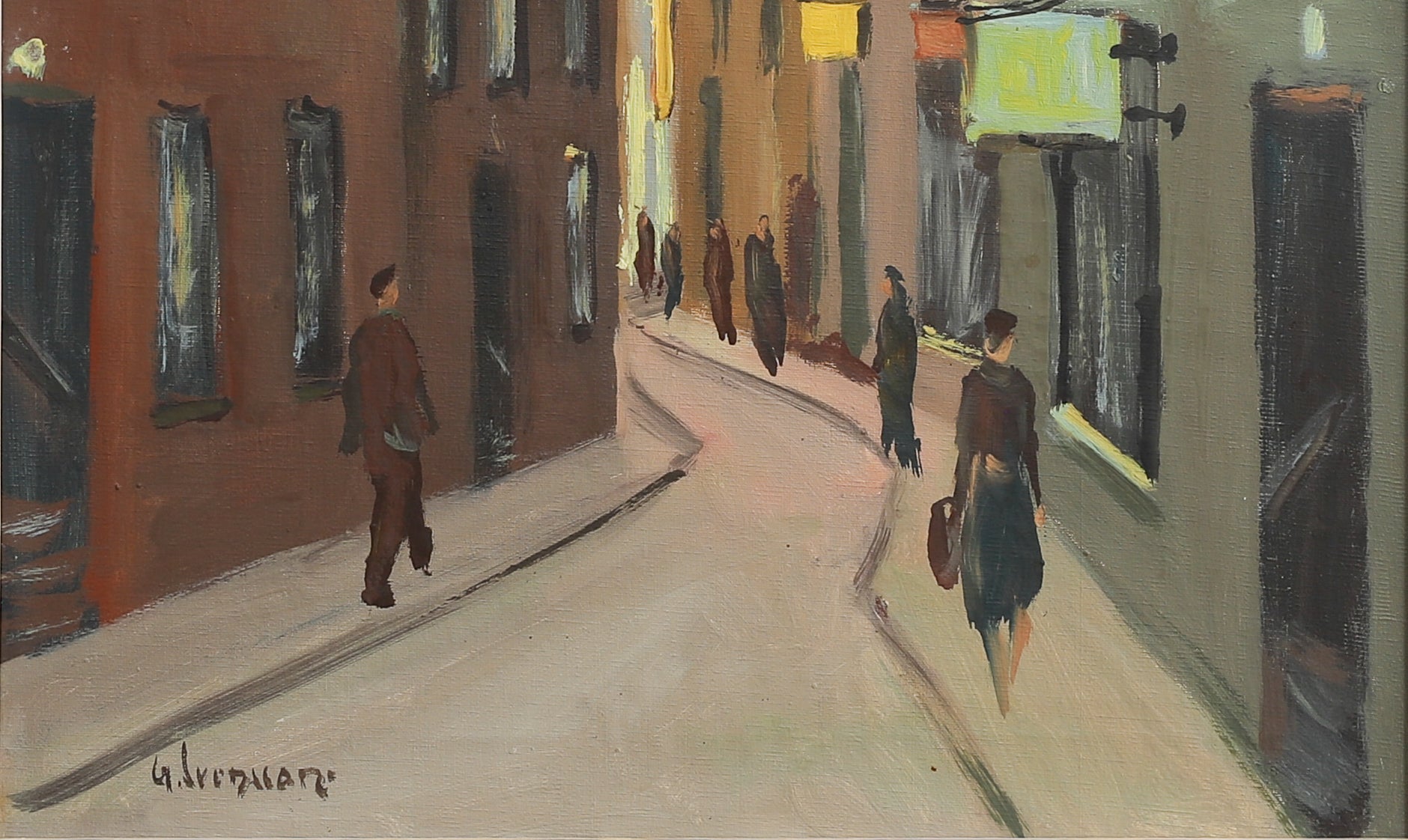 Mid Century Vintage Art Original Oil Painting from Sweden