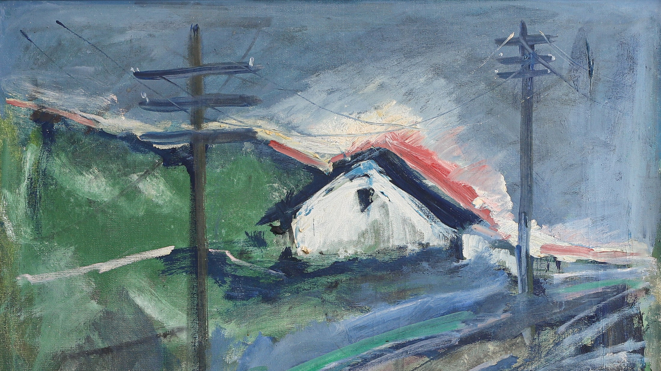 Vintage Original Mid Century Landscape Oil Painting from Sweden