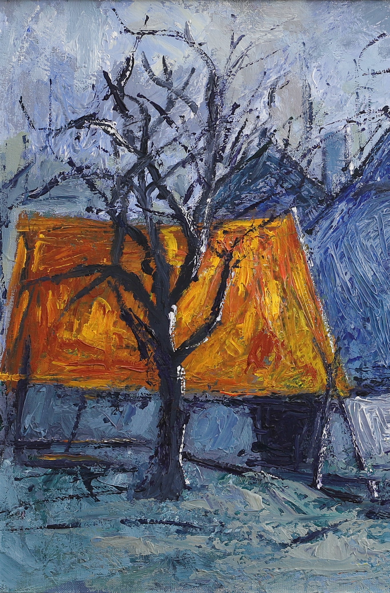 Mid Century Vintage Art Landscape Oil Painting from Sweden