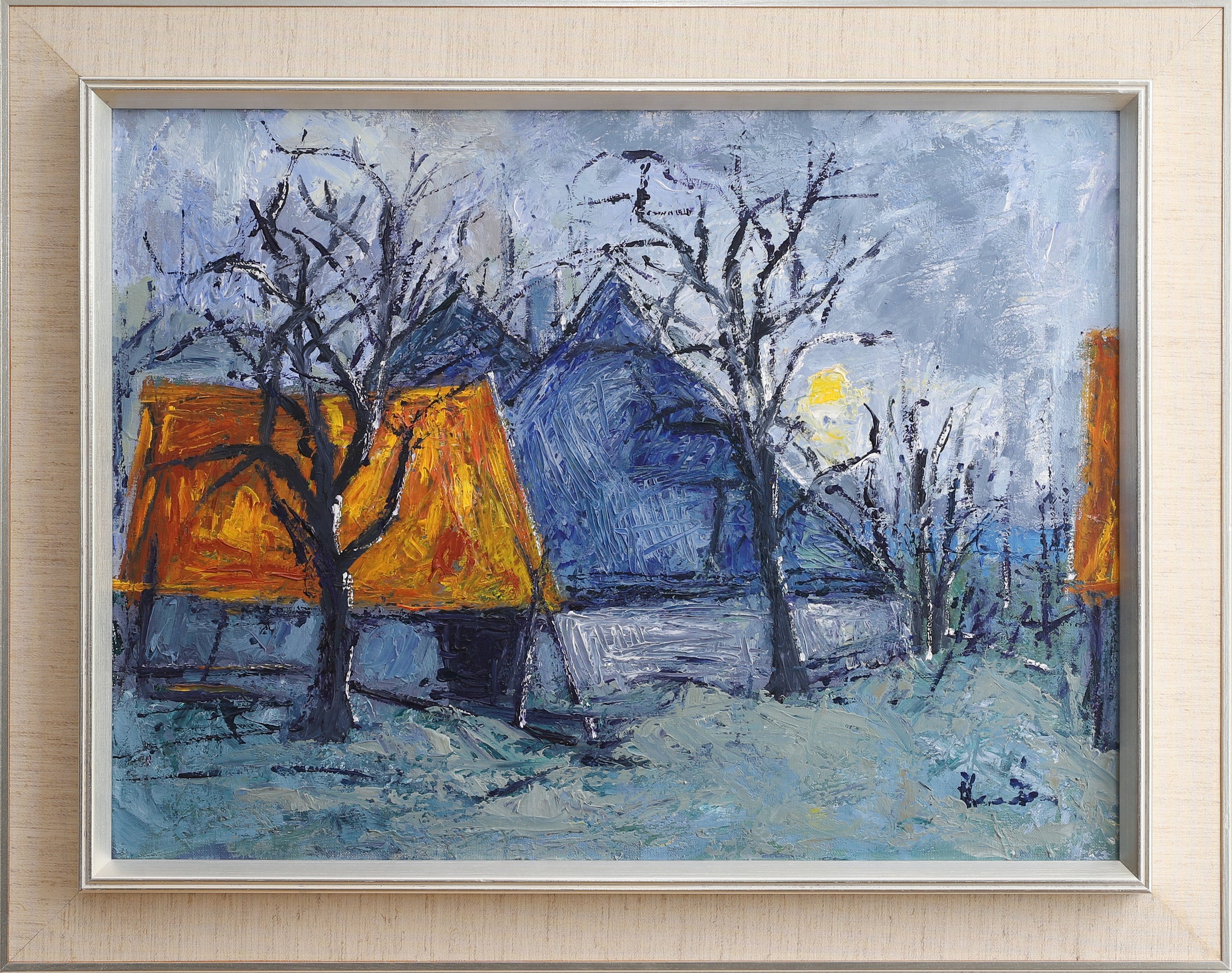 Mid Century Vintage Art Landscape Oil Painting from Sweden