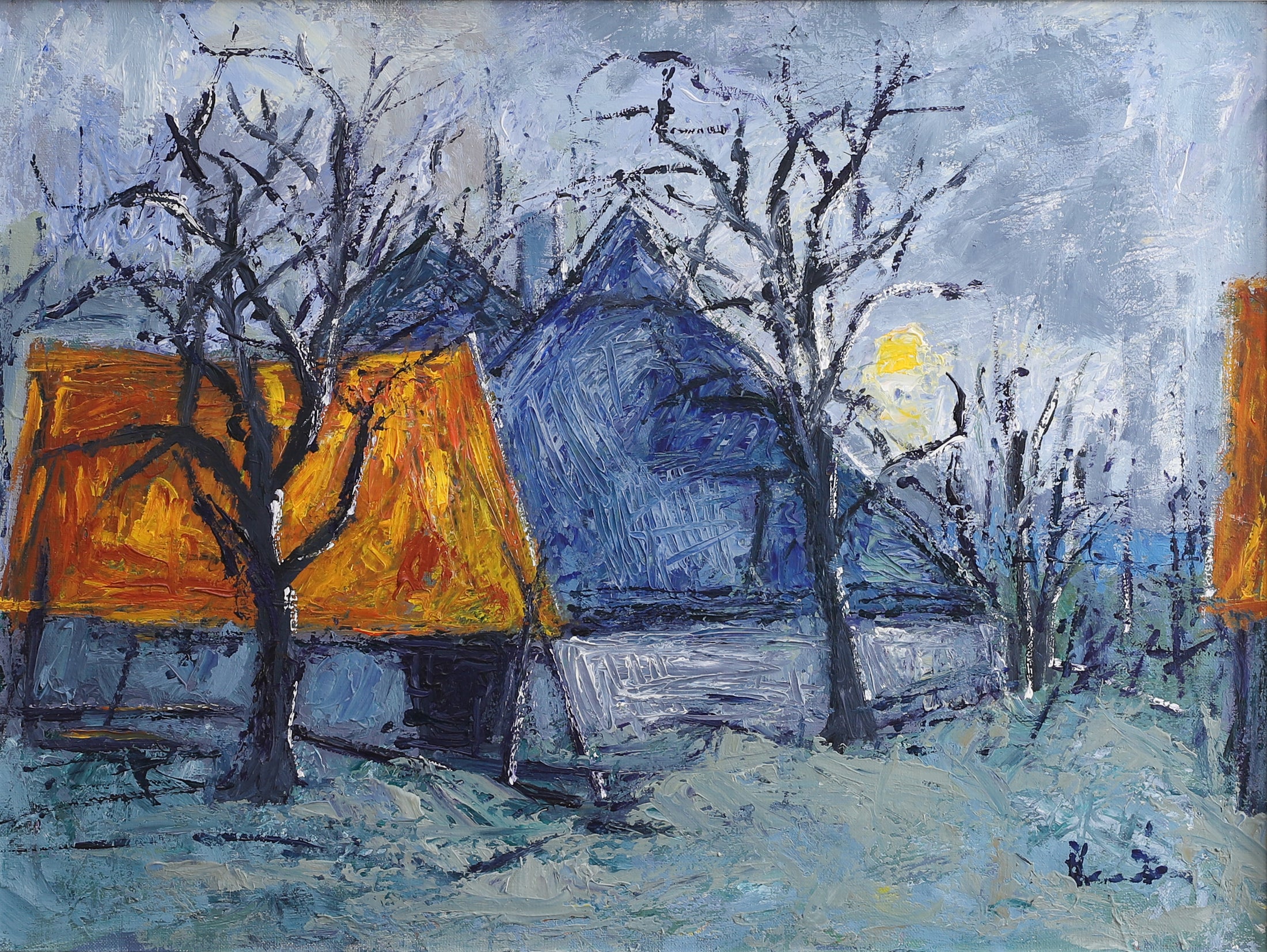 Mid Century Vintage Art Landscape Oil Painting from Sweden