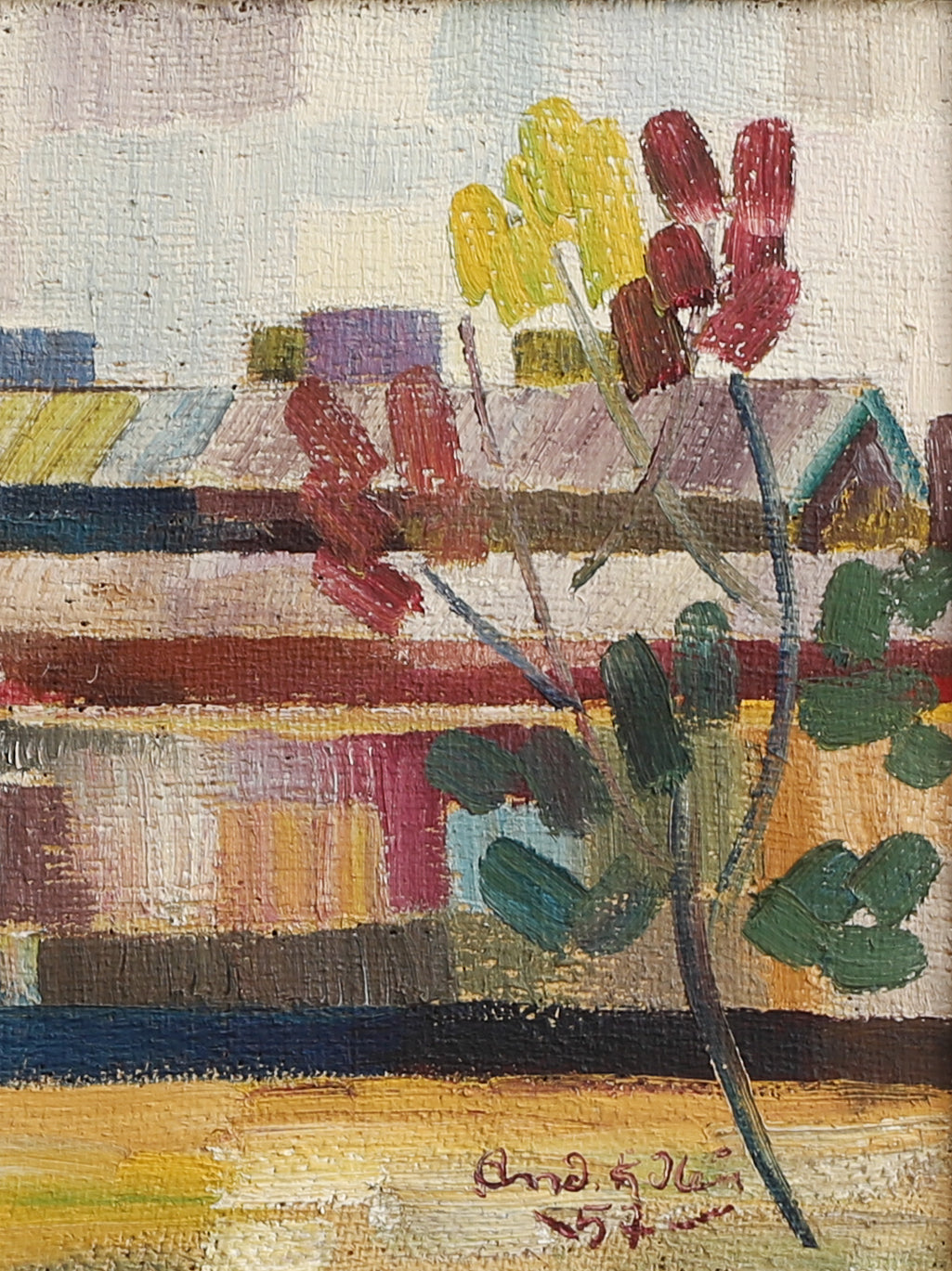 Vintage Mid Century Cityscape from Sweden 1957