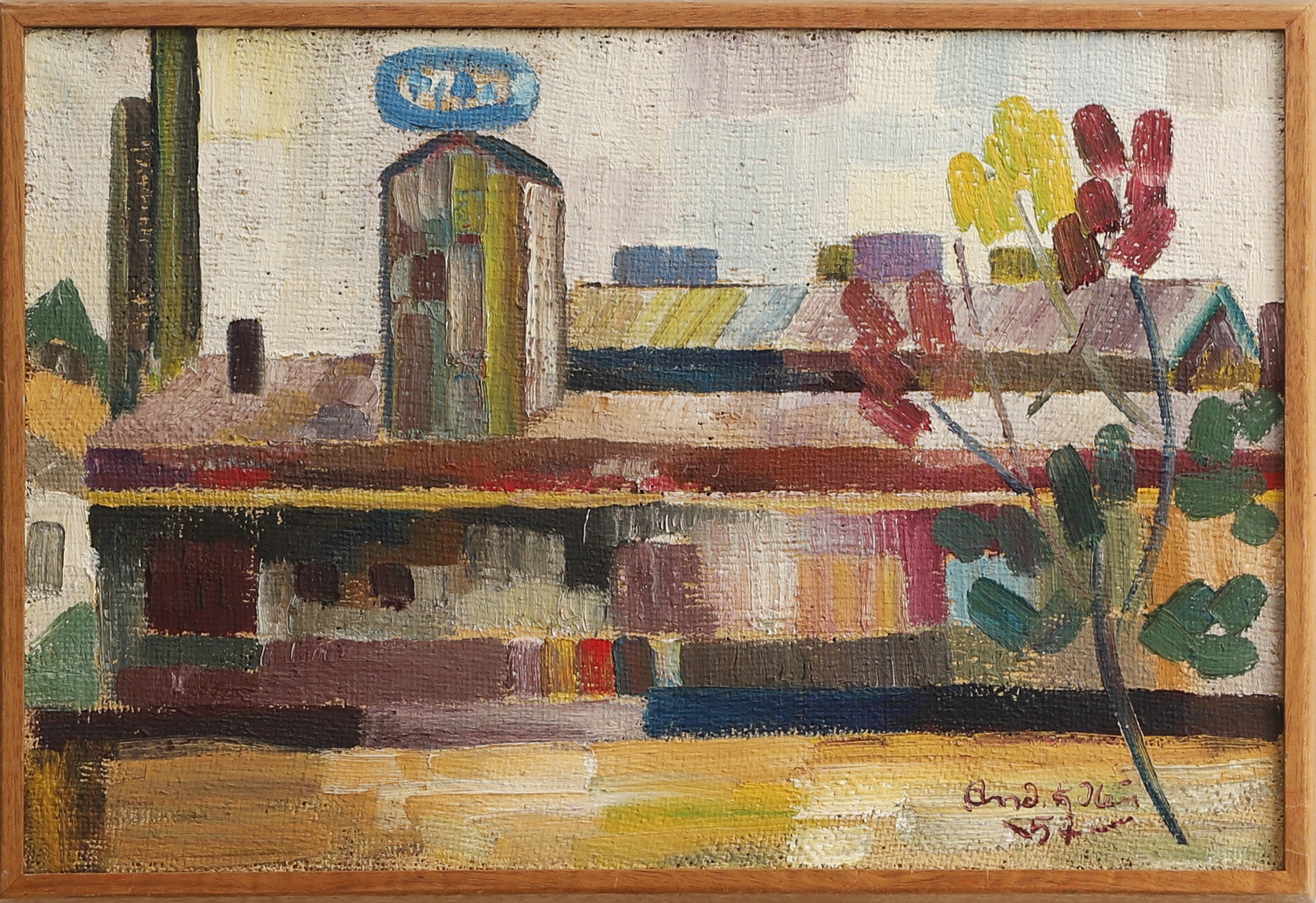 Vintage Mid Century Cityscape from Sweden 1957