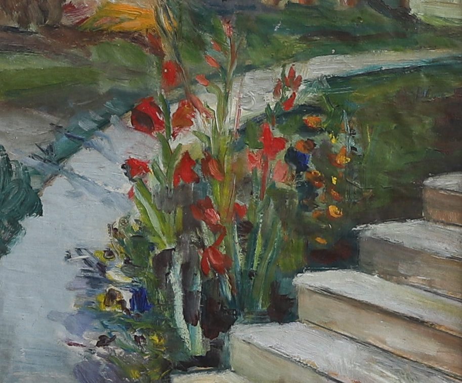 Mid Century Orignal Garden Painting from Sweden