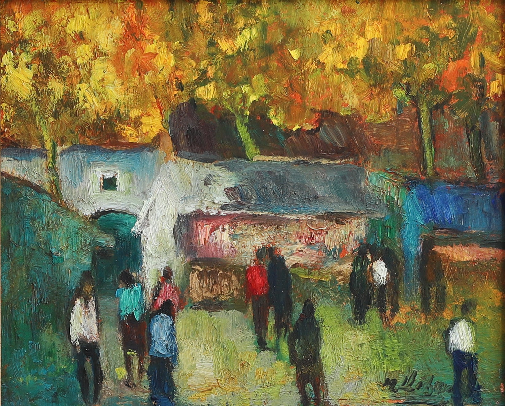 Mid Century Original Framed Oil Painting from Sweden