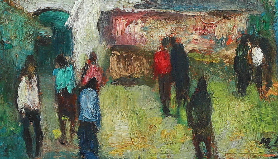 Mid Century Original Framed Oil Painting from Sweden
