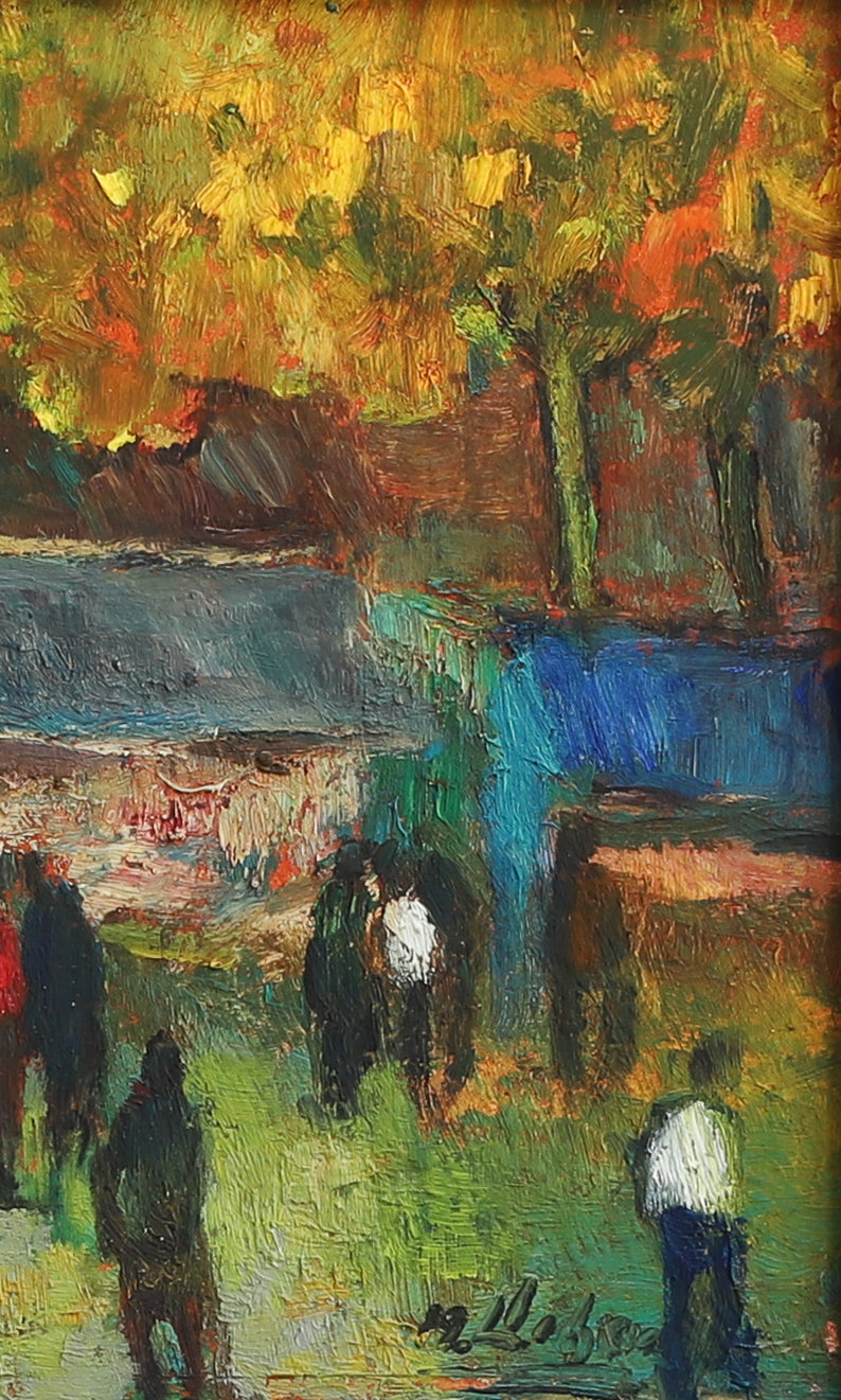 Mid Century Original Framed Oil Painting from Sweden