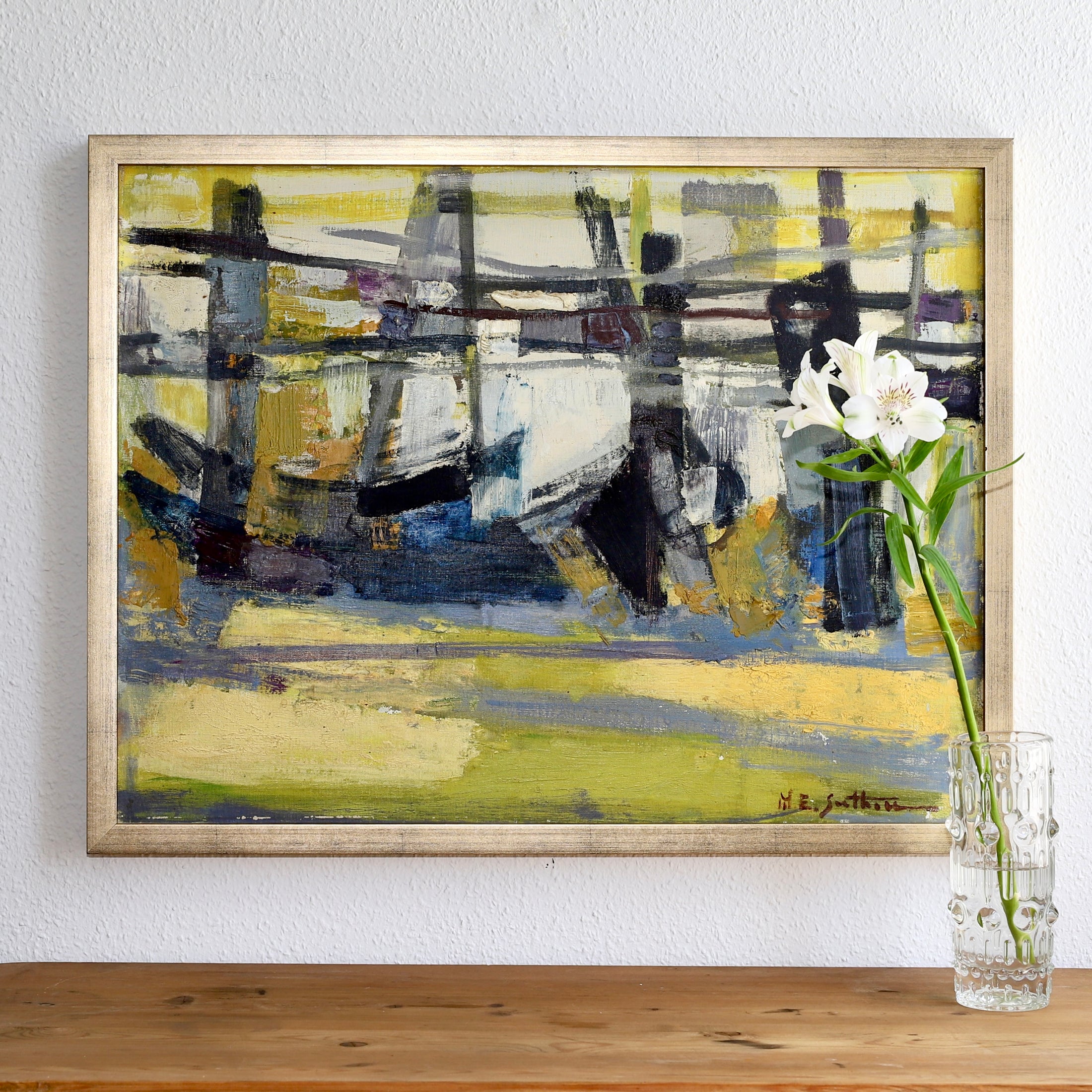 Mid Century Abstract Oil Painting