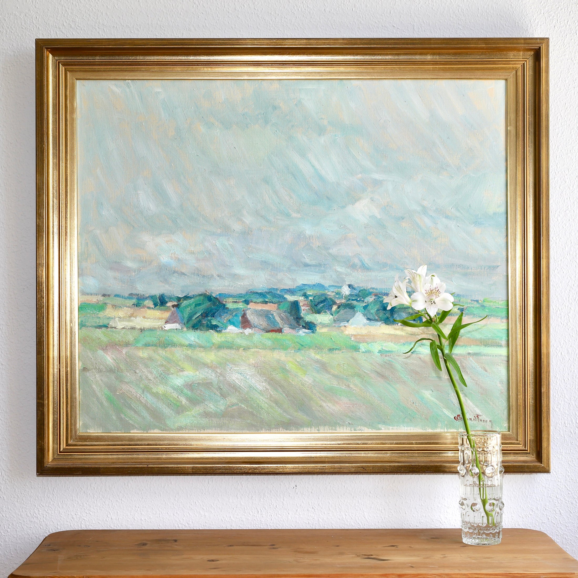 Large Original Vintage Fine Art Landscape Oil Painting from Sweden