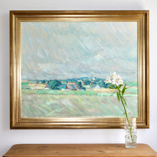 Large Original Vintage Fine Art Landscape Oil Painting from Sweden