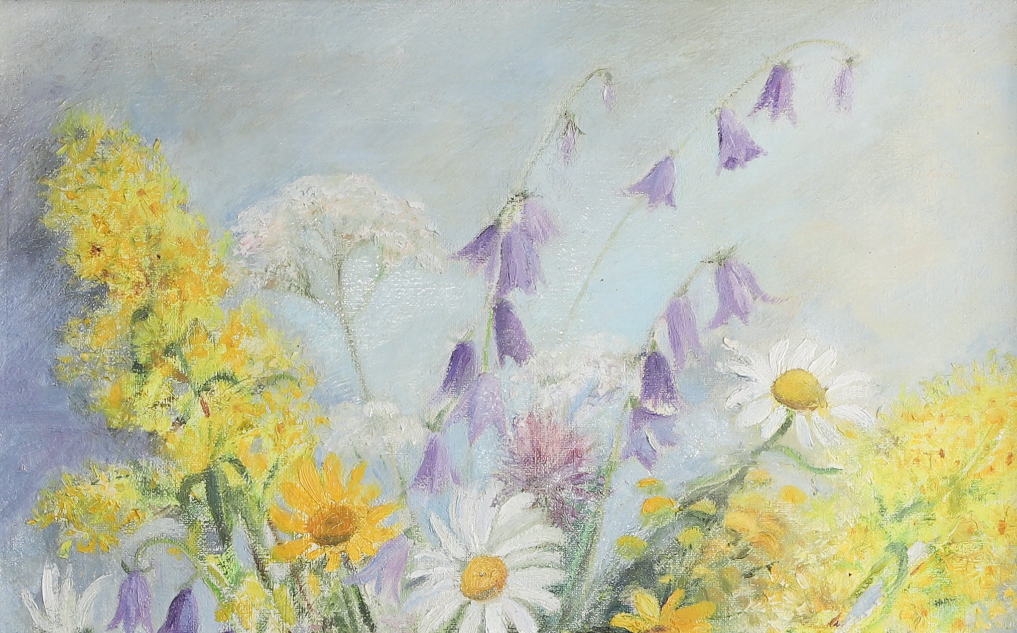 Original Vintage Fine Art Floral Oil Painting from Sweden