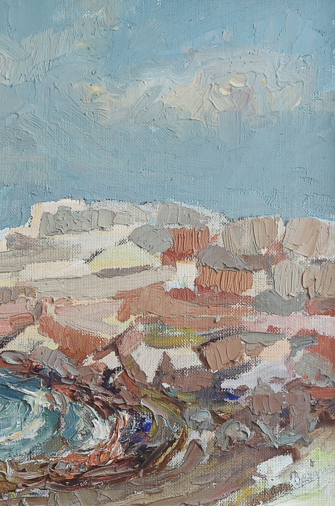 Vintage Art Original Coastal Oil Painting from Sweden
