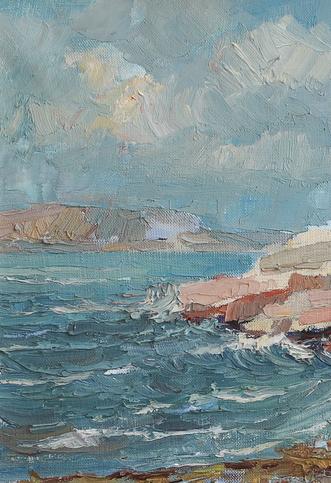 Vintage Art Original Coastal Oil Painting from Sweden