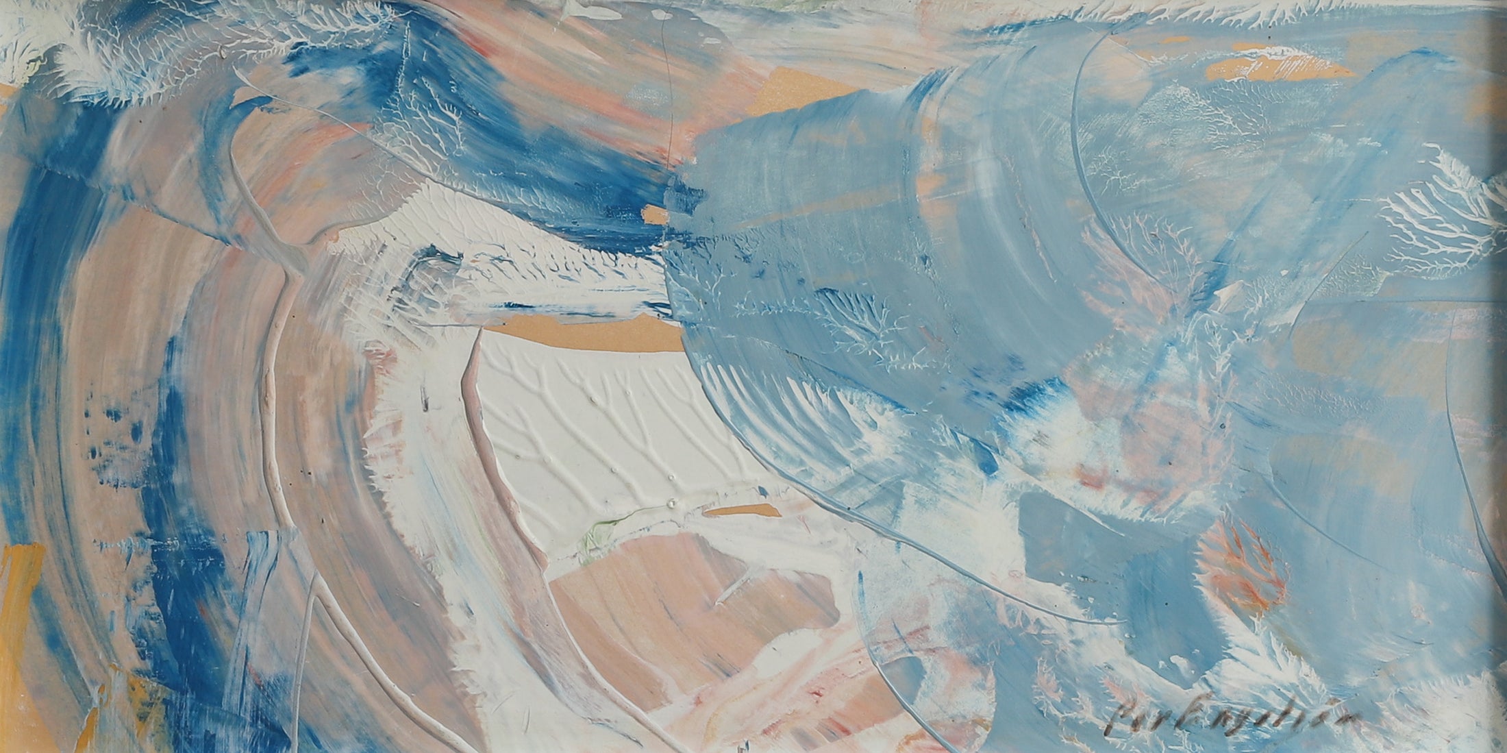 Mid Century Abstract Original Oil Painting from Sweden