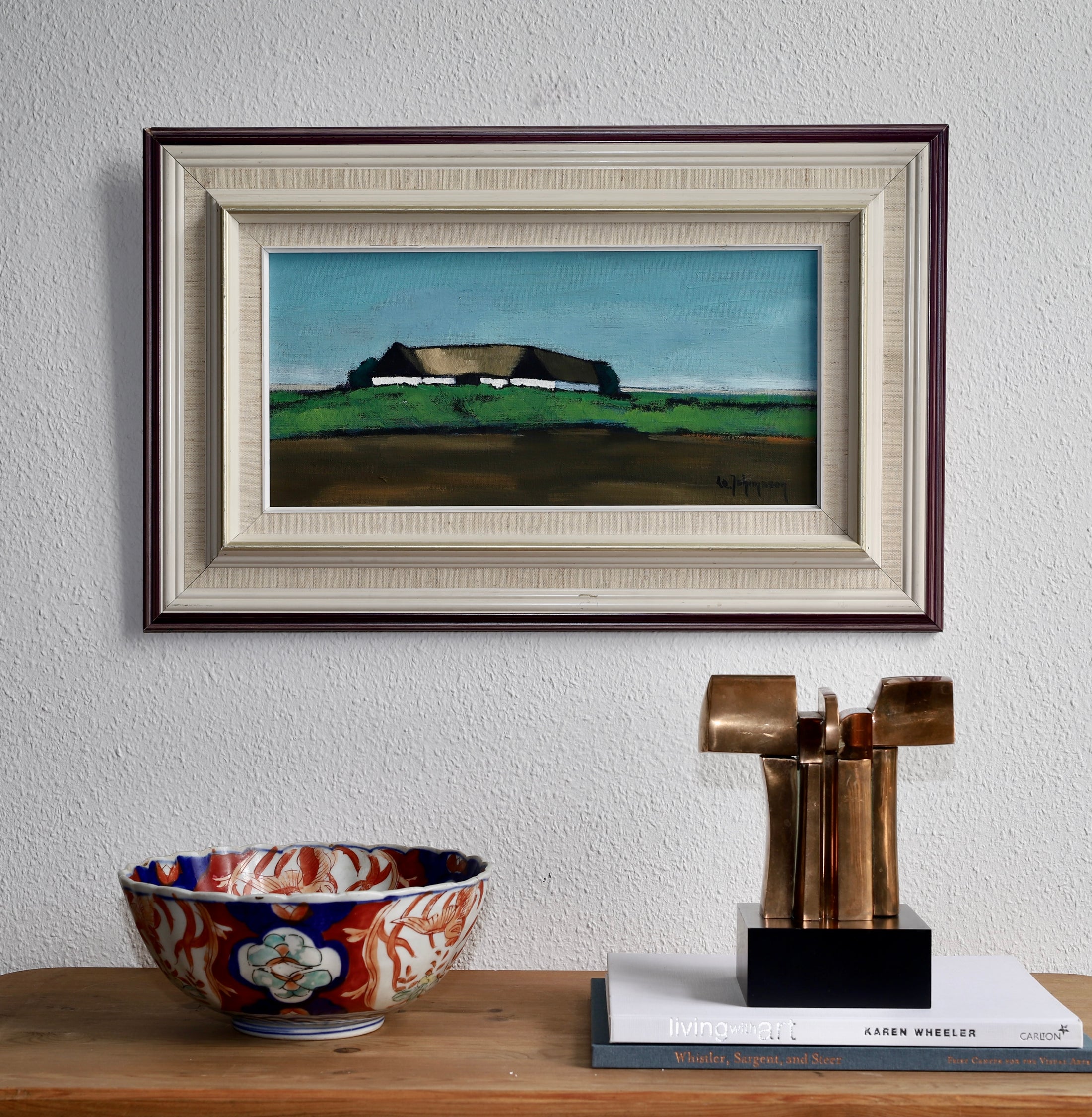 Vintage Original Farmhouse Oil Painting from Sweden