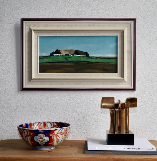 Vintage Original Farmhouse Oil Painting from Sweden