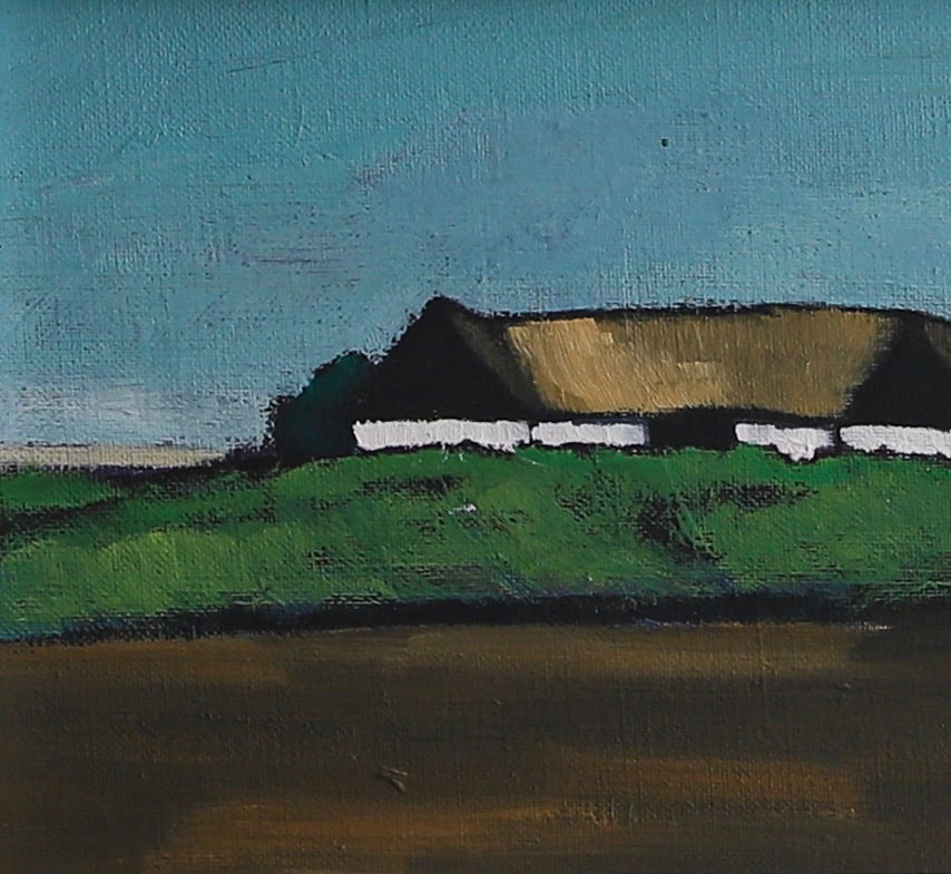 Vintage Original Farmhouse Oil Painting from Sweden