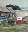 Load image into Gallery viewer, Mid Century Vintage Original Coastal Oil Painting Sweden