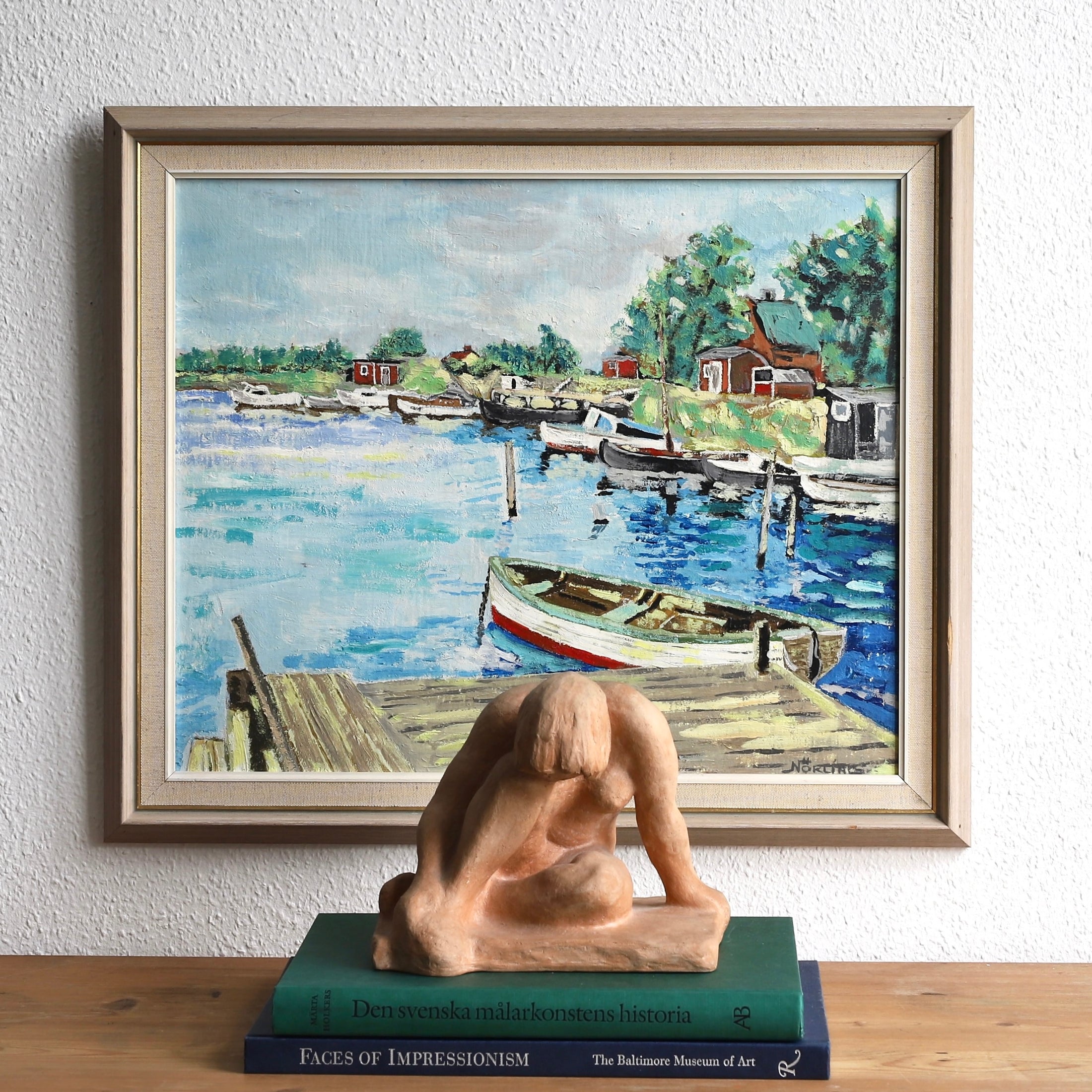 Vintage Mid Century Original Oil Painting from Sweden