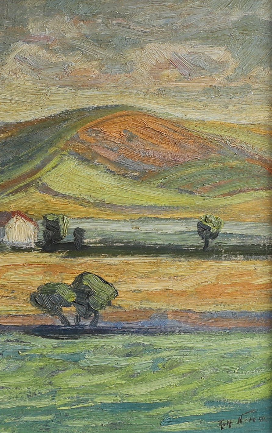 Mid Century Orignal Landscape Oil Painting 1950