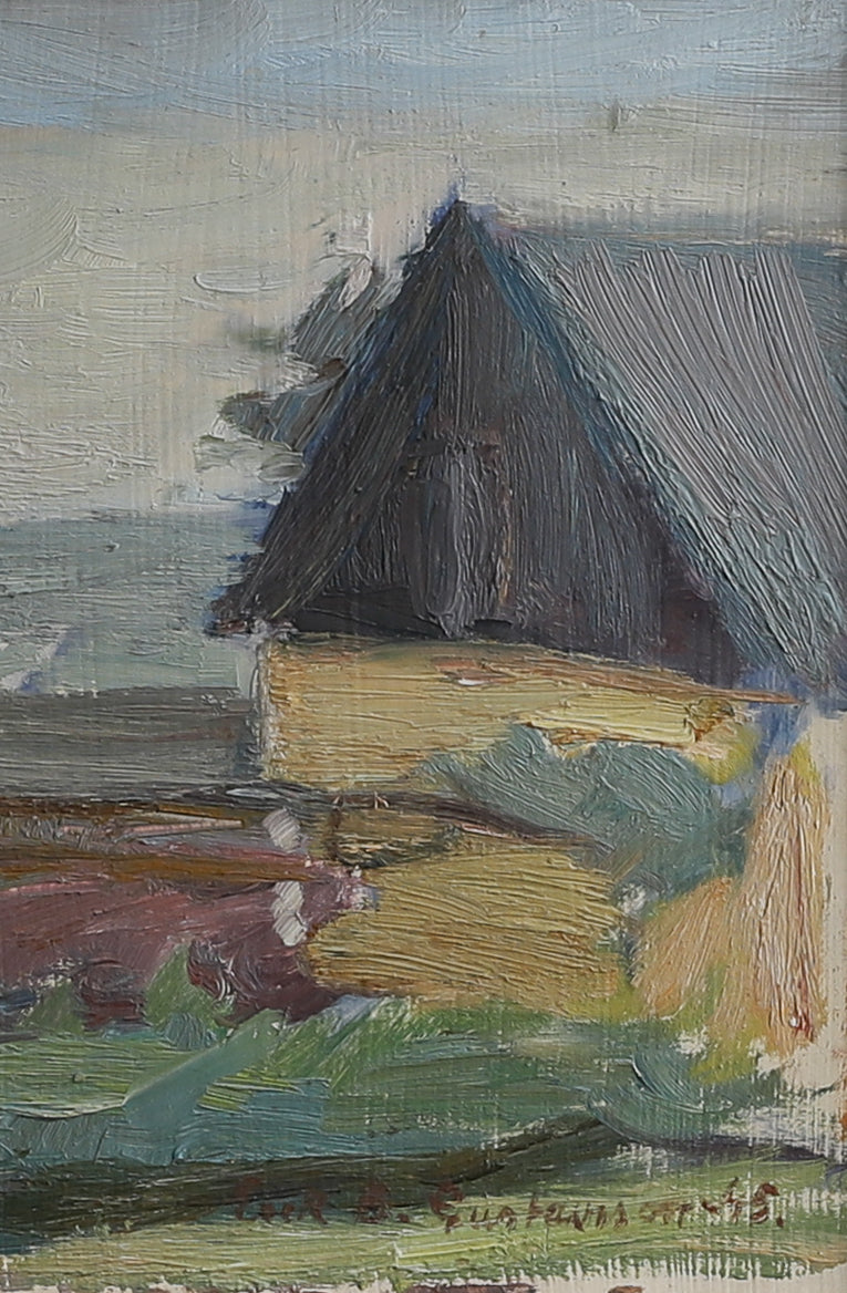 Vintage Mid Century Orignal Coastal Oil Painting from Sweden 1945