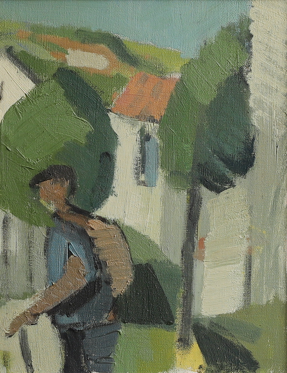 Mid Century Vintage Art Room Original Oil Painting from Sweden