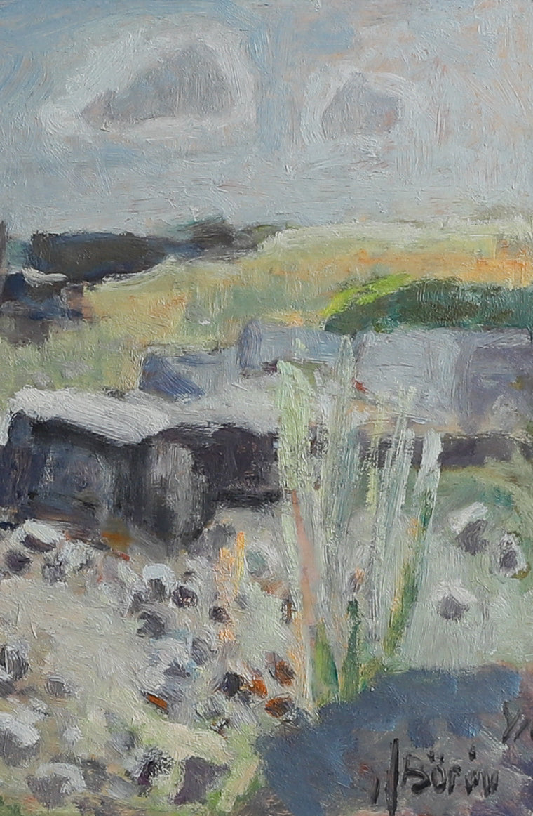 Vintage Coastal Oil Painting From Sweden by J Bören