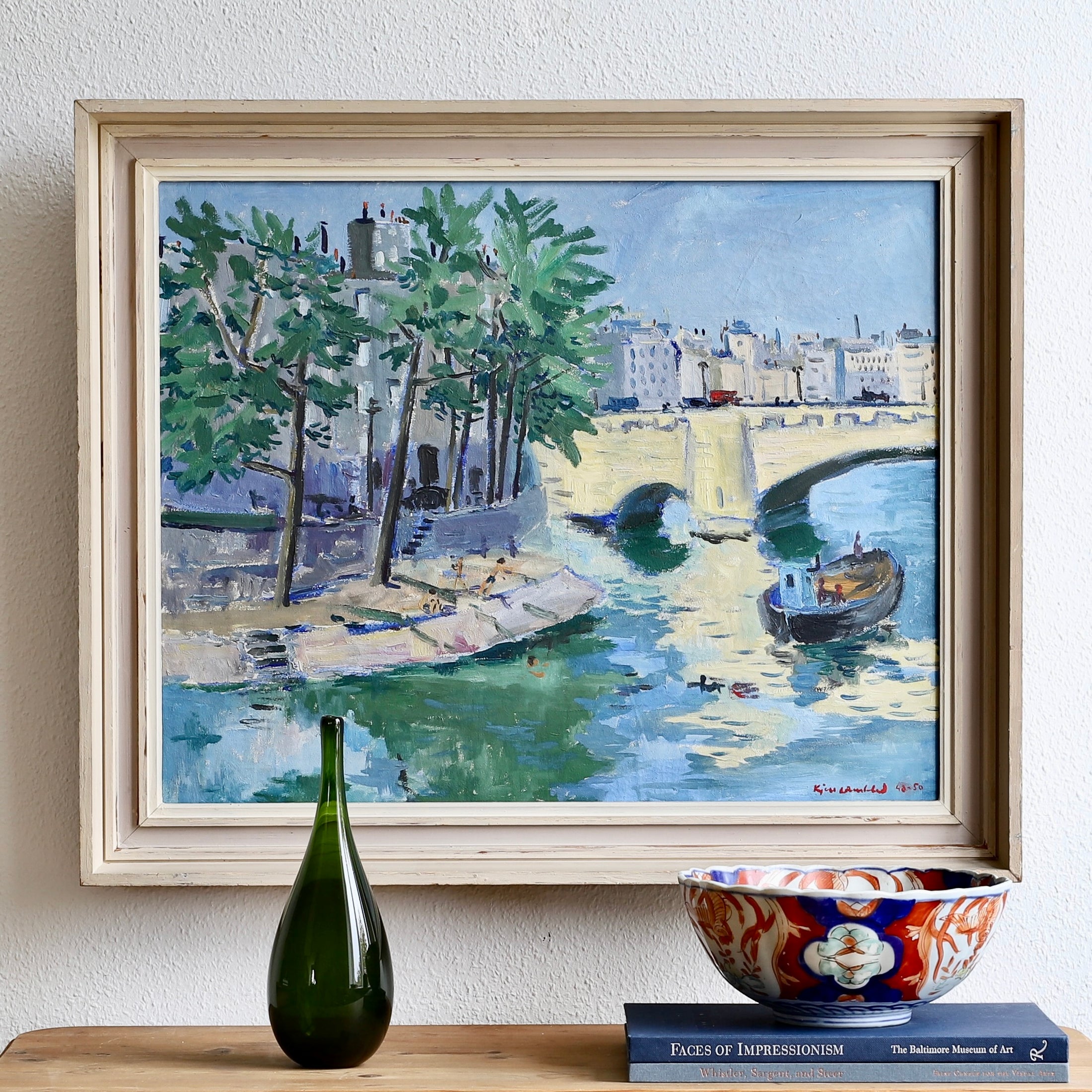 Mid Century vintage Original Parisian Oil Painting of Paris