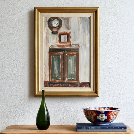 Vintage Original Mid Century Interior Oil Painting from Sweden