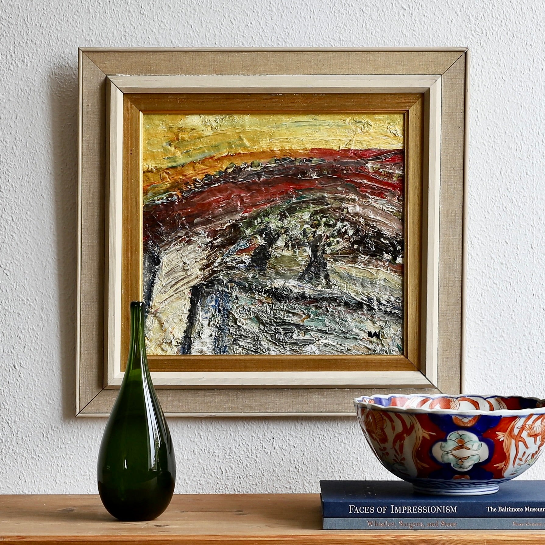 Original Vintage Abstract Landscape Oil Painting from Sweden
