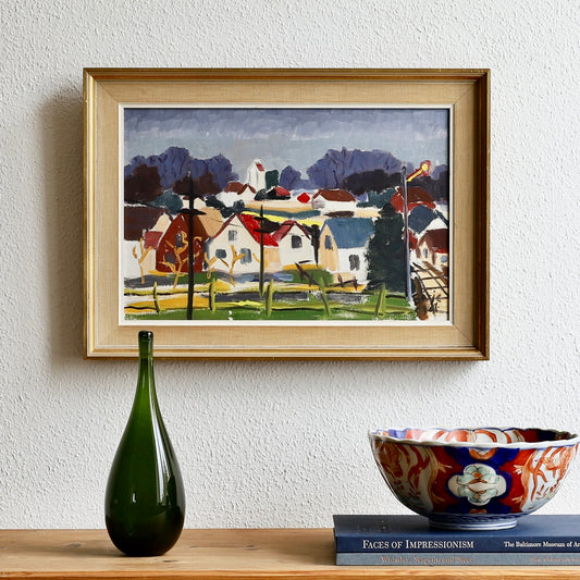 Original Vintage Mid Century Landscape Oil Painting 1959