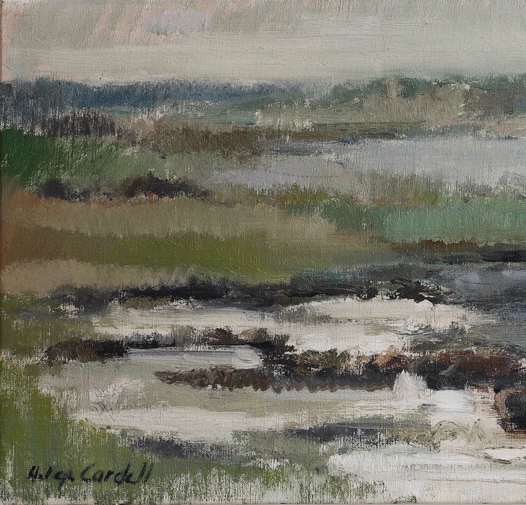Vintage Mid Century Original Coastal Oil Painting from Sweden