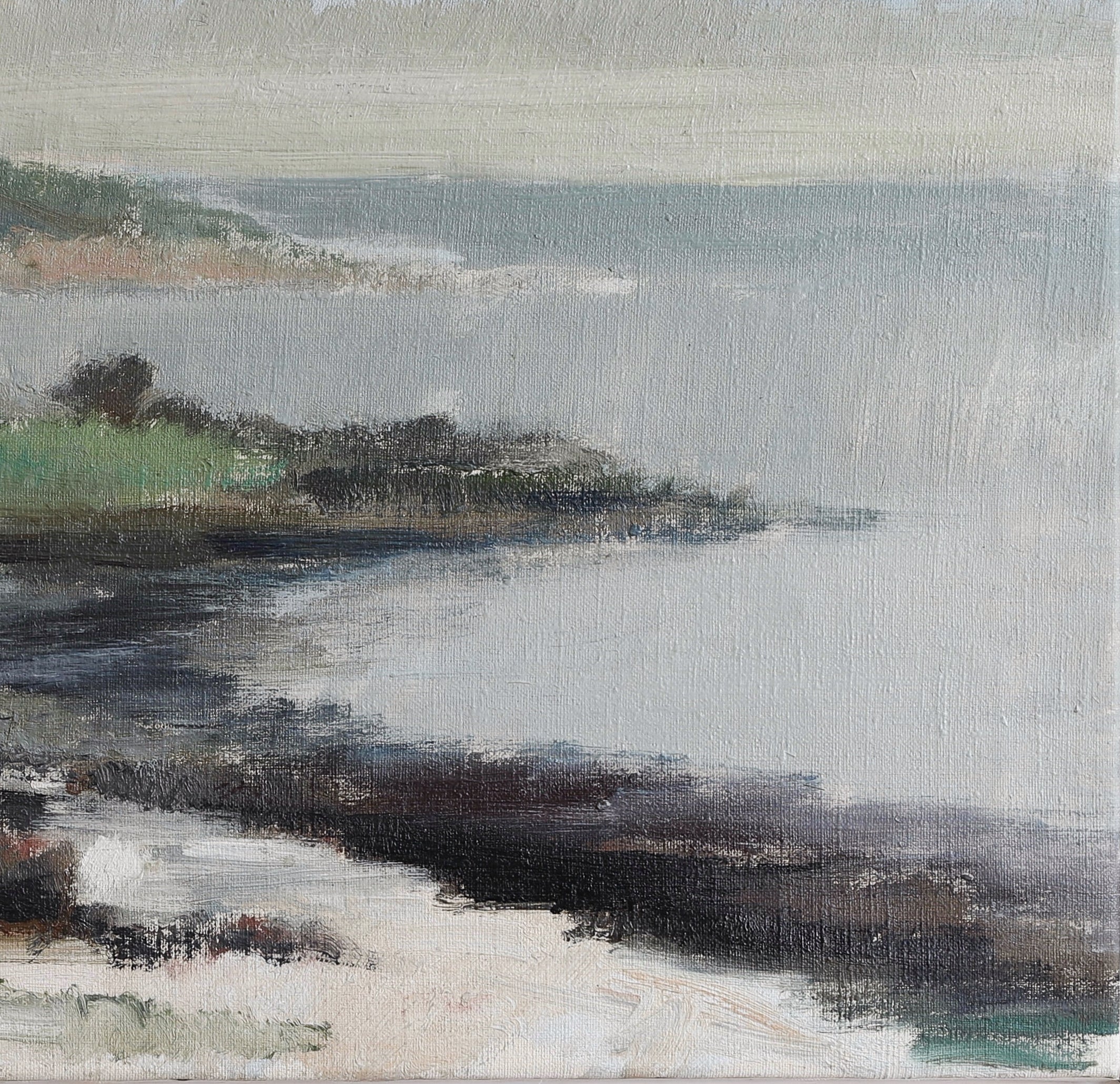 Vintage Mid Century Original Coastal Oil Painting from Sweden