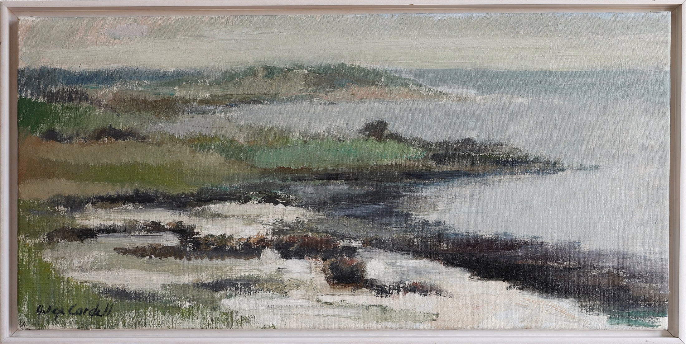Vintage Mid Century Original Coastal Oil Painting from Sweden