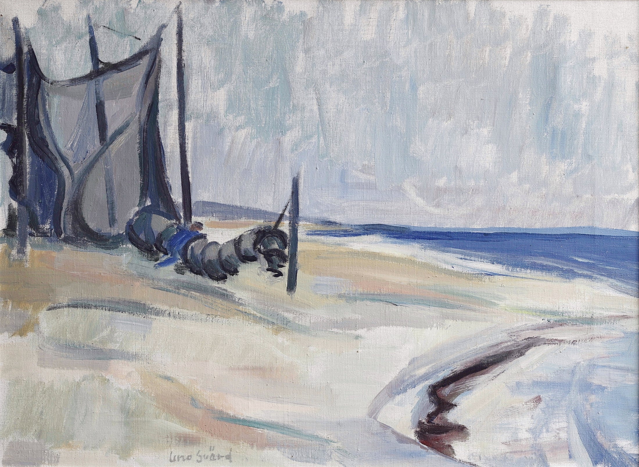 Vintage Art Original Coastal Oil Painting From Sweden