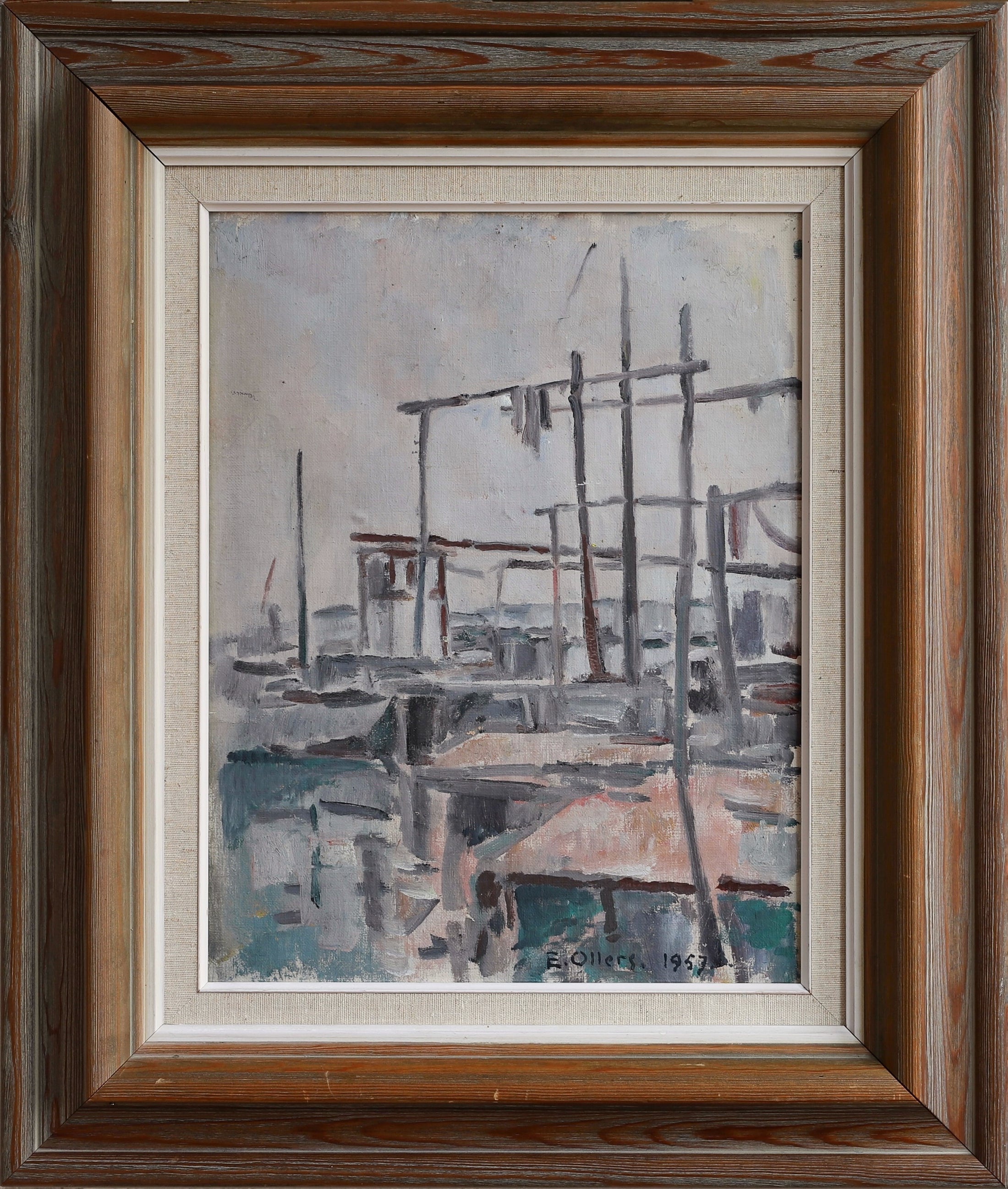 Mid Century Vintage Oil Painting By E Ollers From Sweden