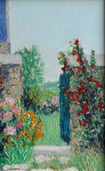Load image into Gallery viewer, Vintage Art Room Original Garden Oil Painting from Sweden