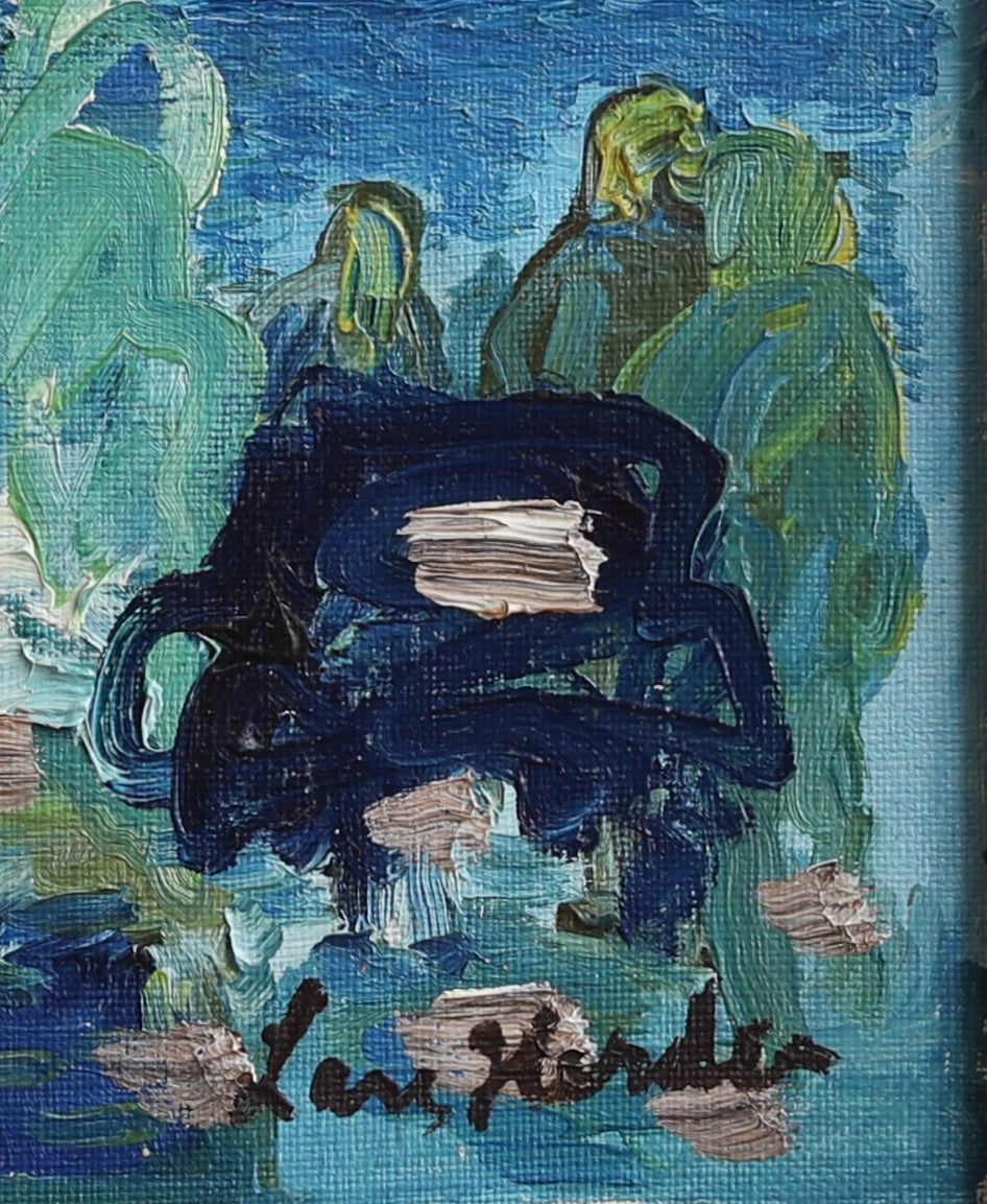 Vintage Mid Century Coastal Oil Painting From Sweden by L Herder