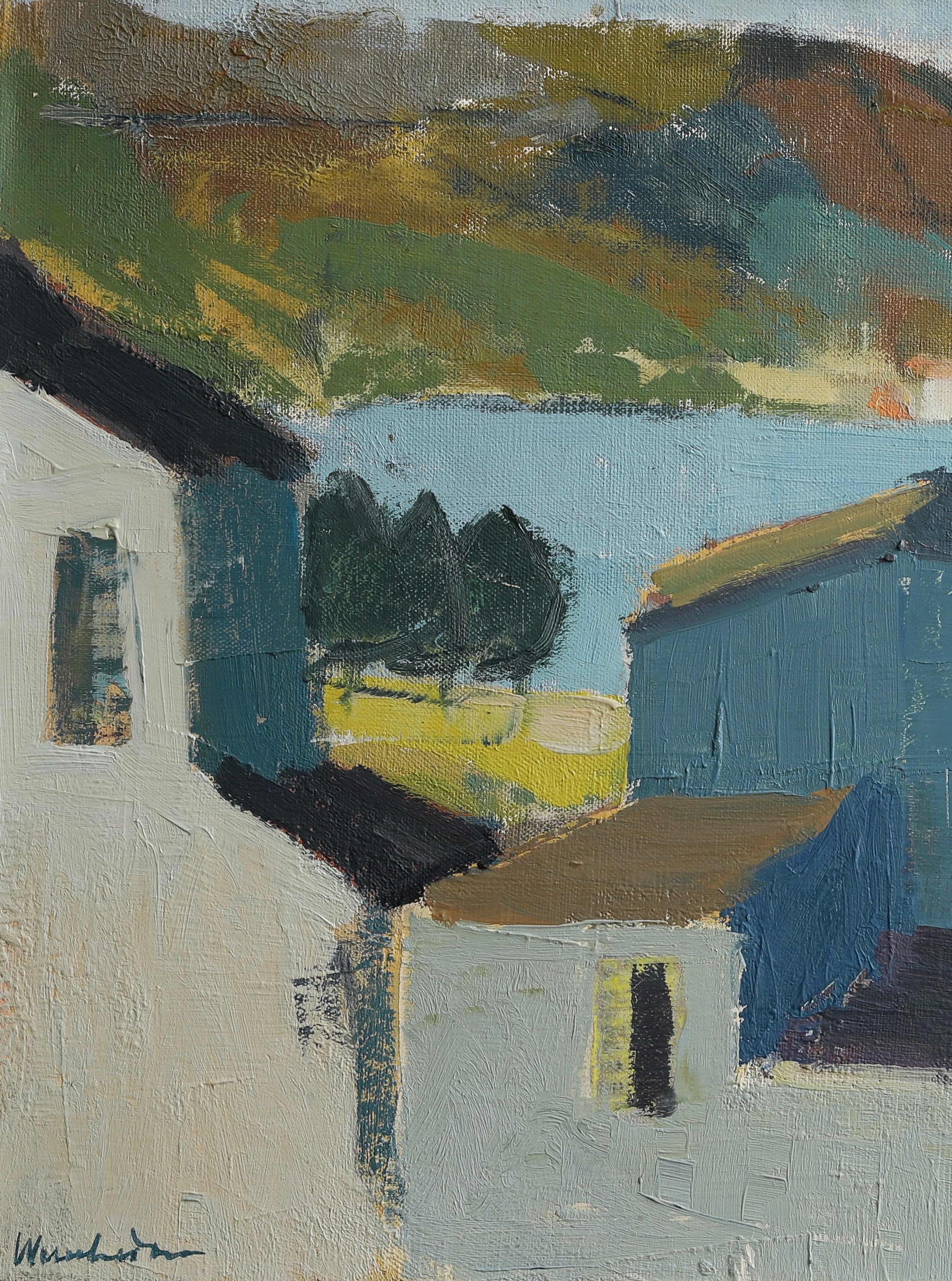 Mid Century Vintage Art Oil Painting By S Wernheden Sweden