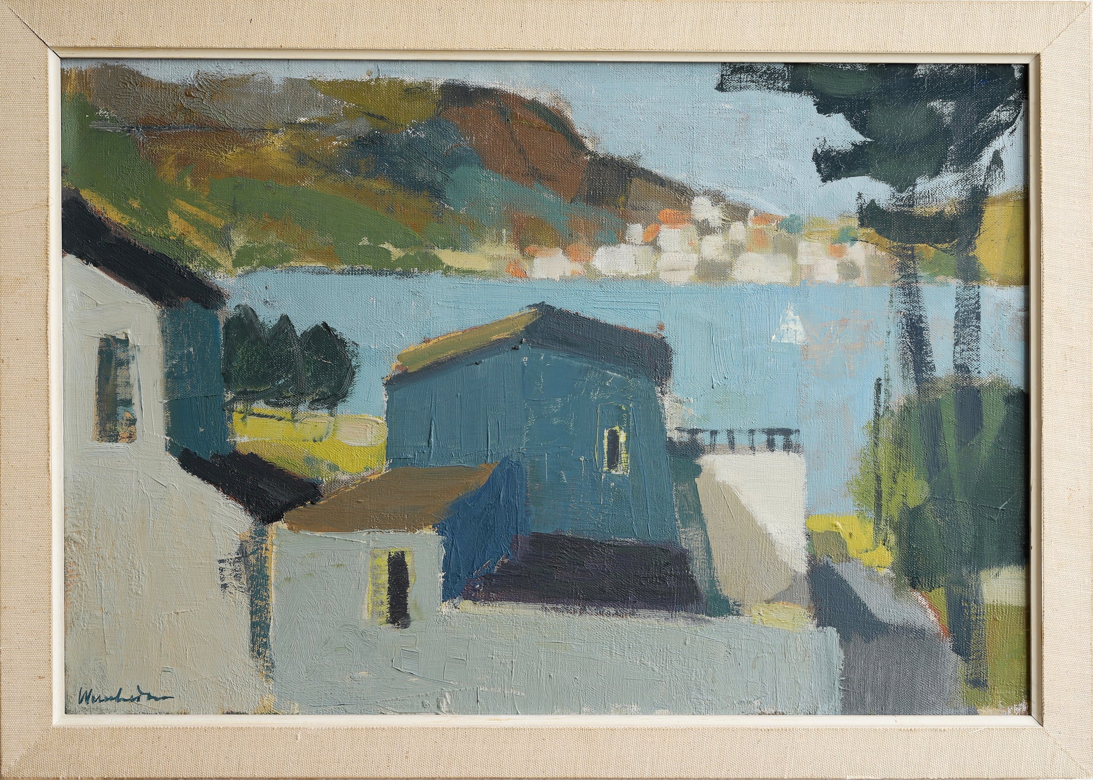 Mid Century Vintage Art Oil Painting By S Wernheden Sweden