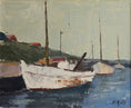 Load image into Gallery viewer, Mid Century Original Harbor Scene Oil Painting From Sweden
