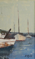 Load image into Gallery viewer, Mid Century Original Harbor Scene Oil Painting From Sweden