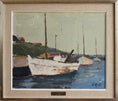 Load image into Gallery viewer, Mid Century Original Harbor Scene Oil Painting From Sweden