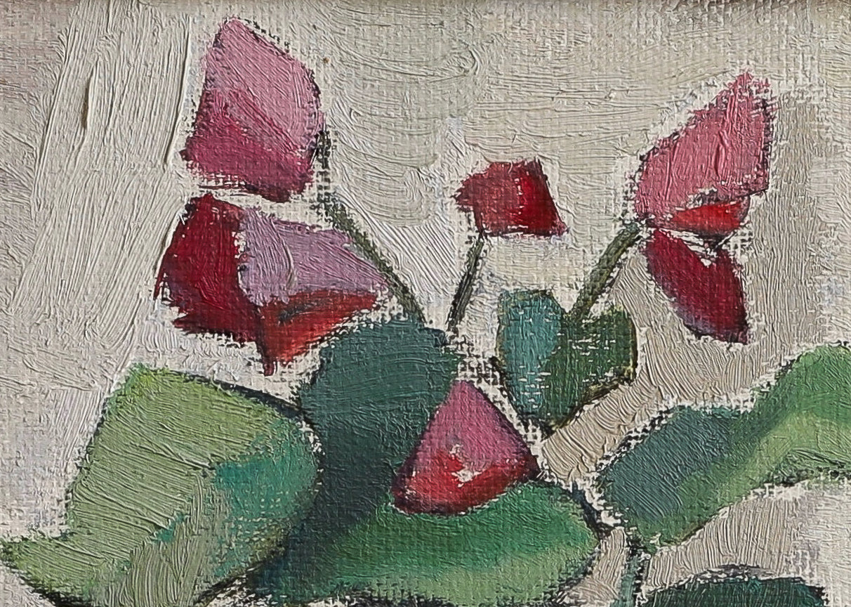 Swedish Vintage Art Original Floral Oil Painting